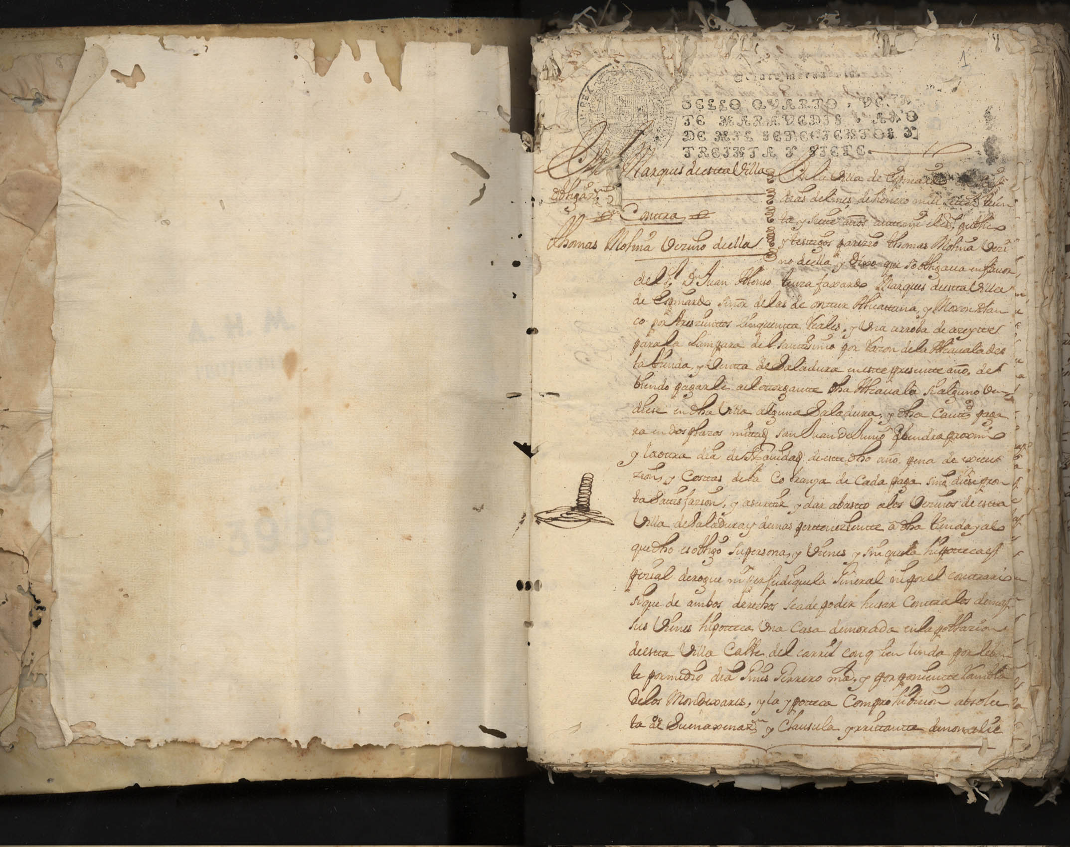 Registro de José Antonio Villaescusa, Espinardo: Escribano Mayor del Ayuntamiento de 1737-1741.